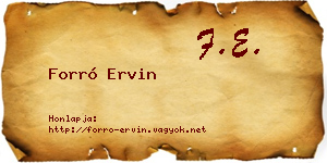 Forró Ervin névjegykártya